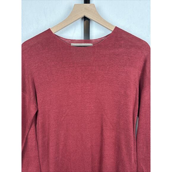 Gudrun Sjoden Organic Linen Tunic Sweater Women's Small Red Pullover Lagenlook - Picture 2 of 10